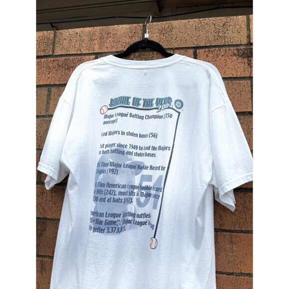 2001 Ichiro Rookie of the Year Y2K Vintage Seattle Mariners Dynasty Tee Shirt - Picture 4 of 6